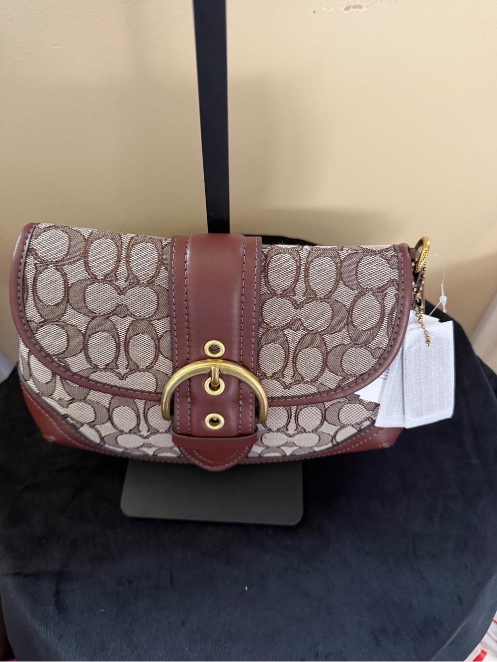 Coach Brown/Khaki Signature Saddle Crossbody